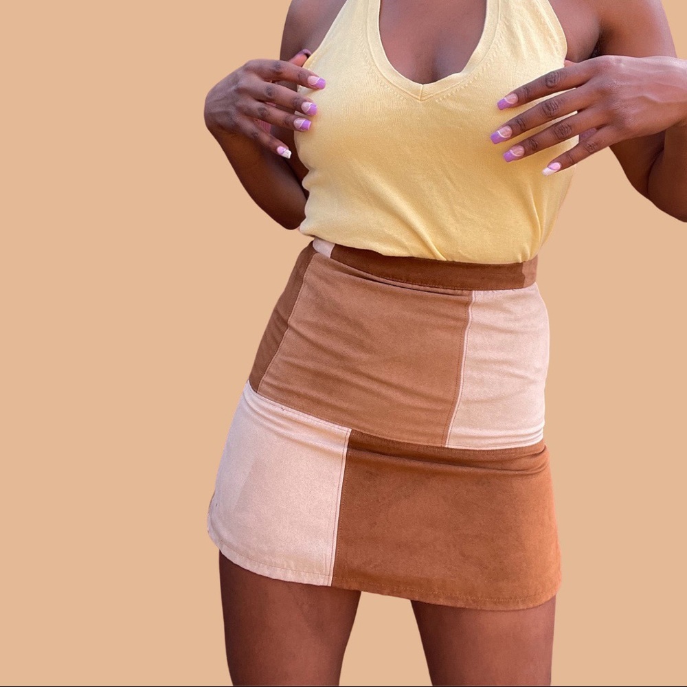 Brown Patchwork Skirt